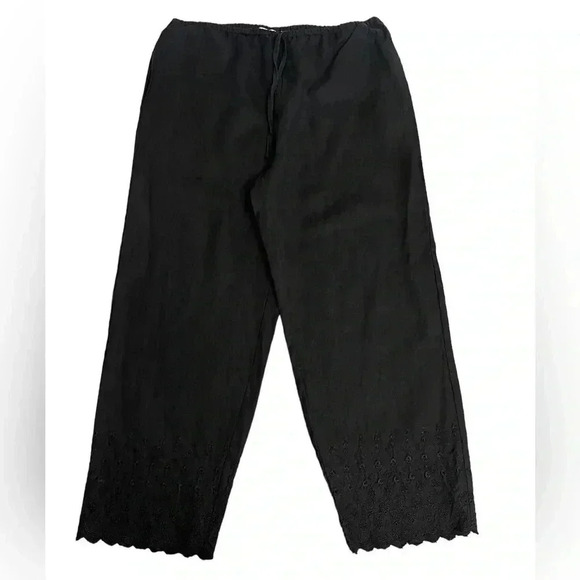 Allison Taylor Black 100% Linen Cropped Pants Womens size Medium - Picture 1 of 10